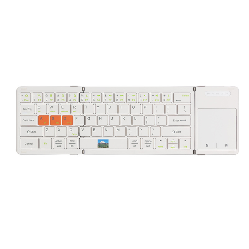 Picture of Three Channel Bluetooth Folding Keyboard Portable Rechargeable Mute Keypad Win/iOS/Android/Mac