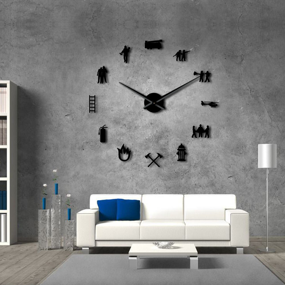Cross-border Hot DIY Fire Pattern Wall Clock Living Room Wall Clock Creative 3D Wall Stickers Home Clock Decoration