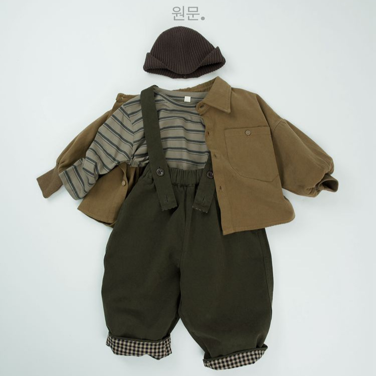 Picture of Children's Suspender Pants Spring and Autumn New Korean-style Retro Suspender Pants for Boys and Girls Plaid jumpsuit Class A Two-wear Trousers