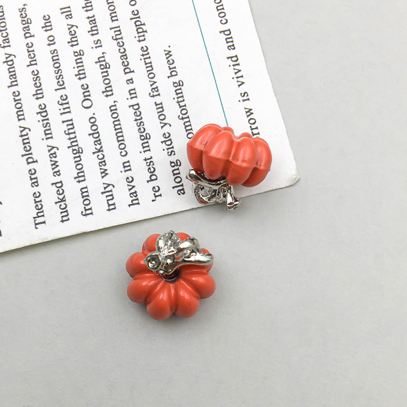 Picture of 1 new drop oil alloy colorful simulation maple pumpkin pendant pendant diy accessories