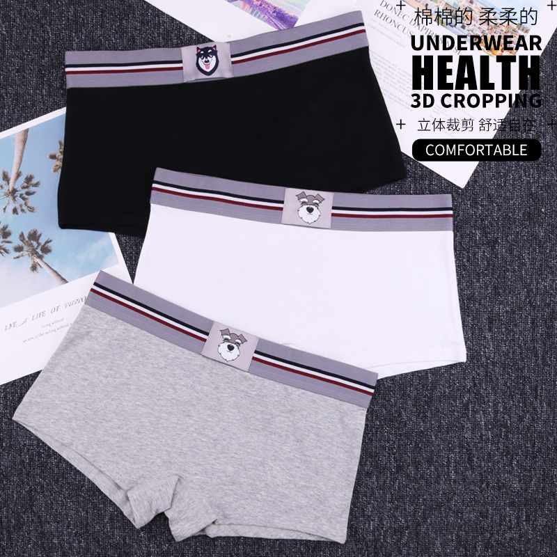 Picture of Women's Underwear Boxer Briefs Solid Color Cotton Underwear Japanese Cartoon Cute Wide Edge Unisex Style Youth
