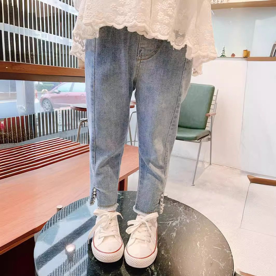 Girls' Small-Foot Jeans 2025 Spring & Fall New Korean Style Kidsren's Style Casual Pants Little Girls Versatile Long Pants
