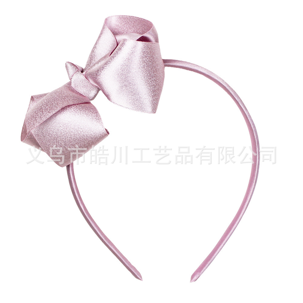 Picture of Haochuan 508 European and American Bow Hair Band Gold Weft Band 4inch Children's Ribbon Hair Band Plain Girl Fashion Hair Accessories