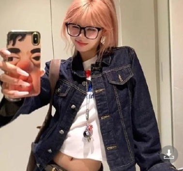 Picture of Japanese and Korean Style Super Hot Denim Short Coat Women's Short Spring New Long Sleeve Slim-fit Hooded Jacket Student Top