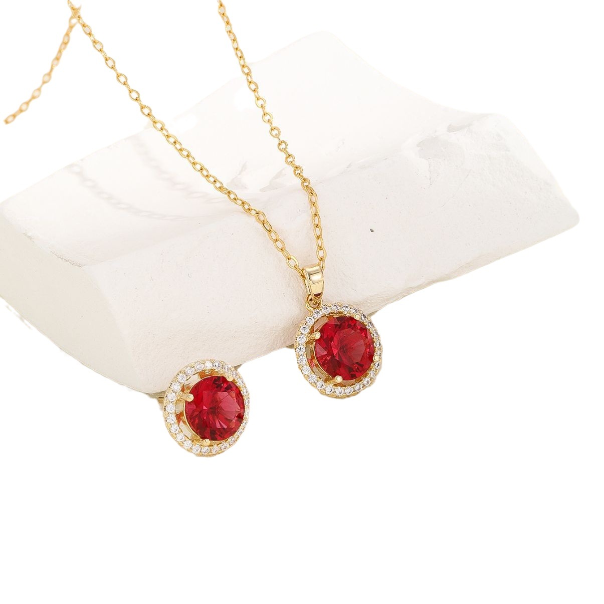 Cross-border European and American Style Super Flash Zircon Necklace Women's All-match High-end Sense Niche Design Internet Celebrity Elegant Fashion Light Luxury Set