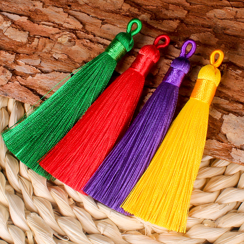 8cm pull ring tassel tassel polyester artificial ice silk vertical tassel tassel bookmark Chinese knot sacher hanging tassel