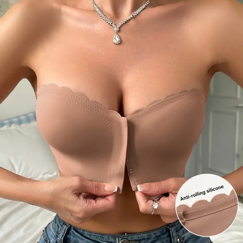 Explosions front buckle seamless strapless wavy underwear Temu Shein
