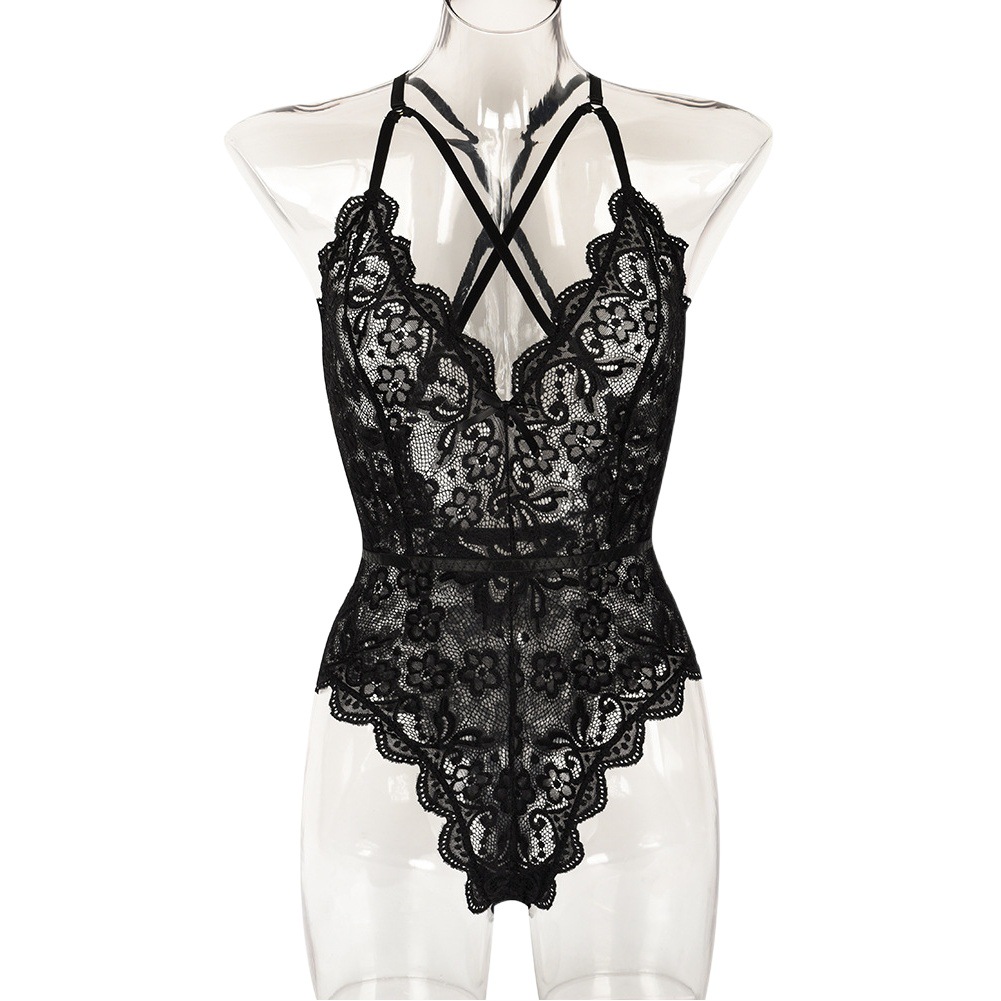 European and American sexy jumpsuit 2022 spring new cross-border lace cross sexy backless sexy jumpsuit