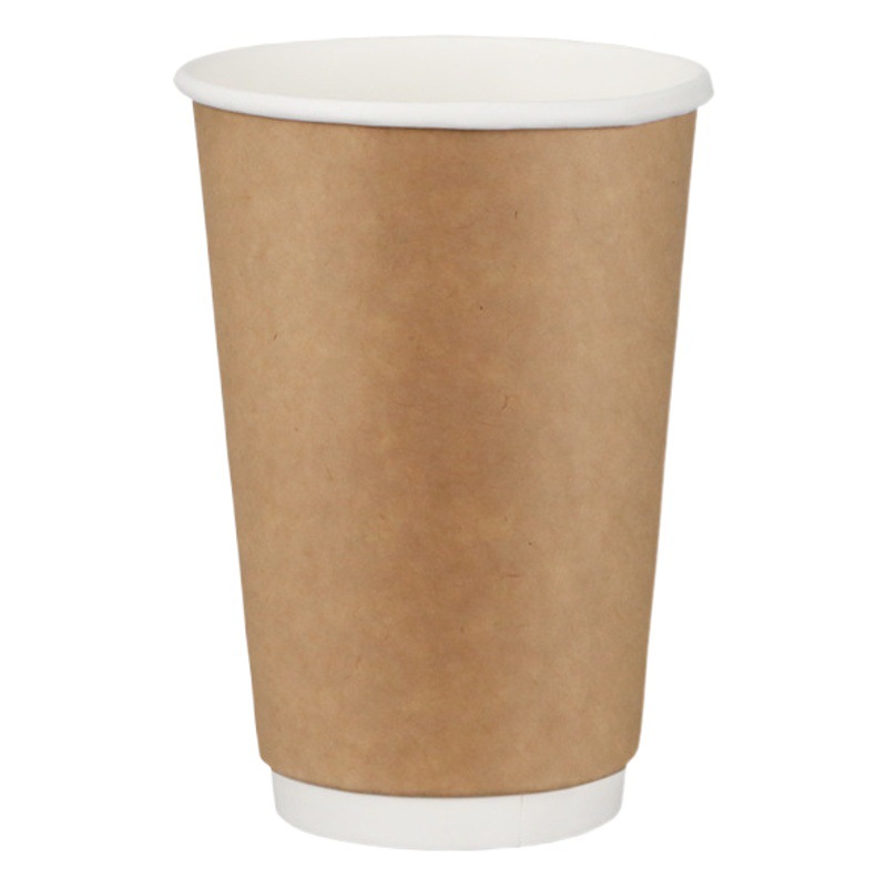 in stock Disposable Hollow Paper Cup Wholesale Soymilk Milk Tea with Packing Double Layer Kraft Paper Coffee Cup with Lid