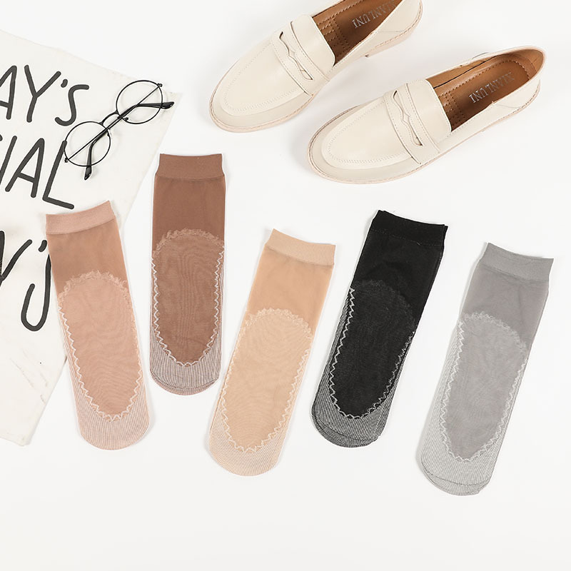 New Second Generation Cotton-Soled Steel Wire Socks Spring and Summer Non-Slip Socks Cotton-Soled Medium and Short Stockings for Women Wear-Resistant and Anti-Snagging Wholesale