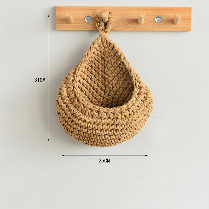 Picture of Water Drop Net Pocket Hand Woven Bird Nest Net Cotton Rope Hemp Rope Crocheted Fruit Storage Bag Vegetable Plant Wall Hanging Pocket