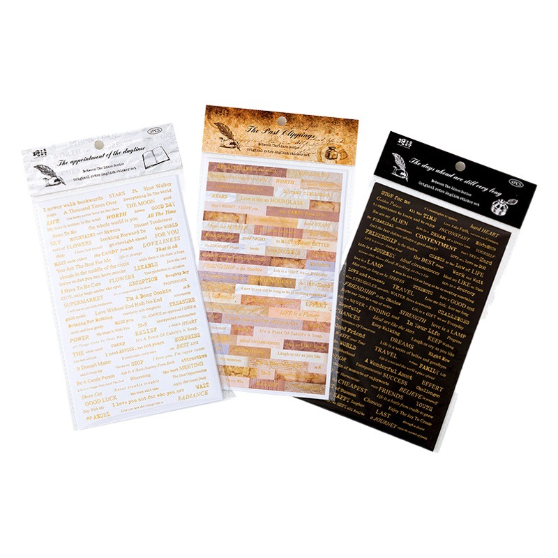 Sugar Poetry Sticker Set Smart Series Retro English Bronzing Stickers Handbook DIY Stickers Collage 3 Types