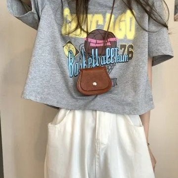 White Short-sleeved T-shirt Women's Summer 2025 New American Style Small Loose All-match Slimming High Waist Short Style