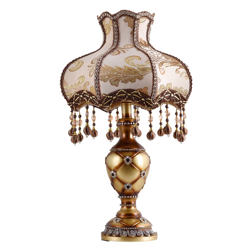 High-end European-style table lamp bedroom bedside lamp luxury living room study warm retro table lamp decoration Villa table lamp