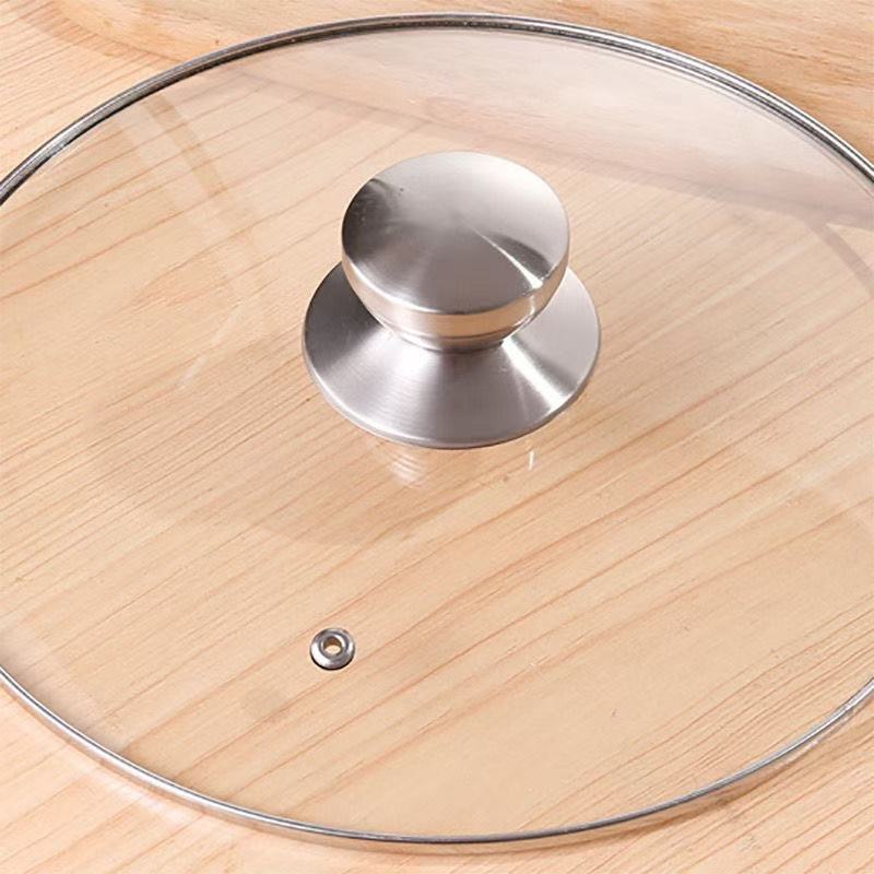 Picture of Food Grade Pot Cover Handle Household Cap Glass Tempered High Temperature Stainless Steel Wok Universal Transparent Cooking Cover
