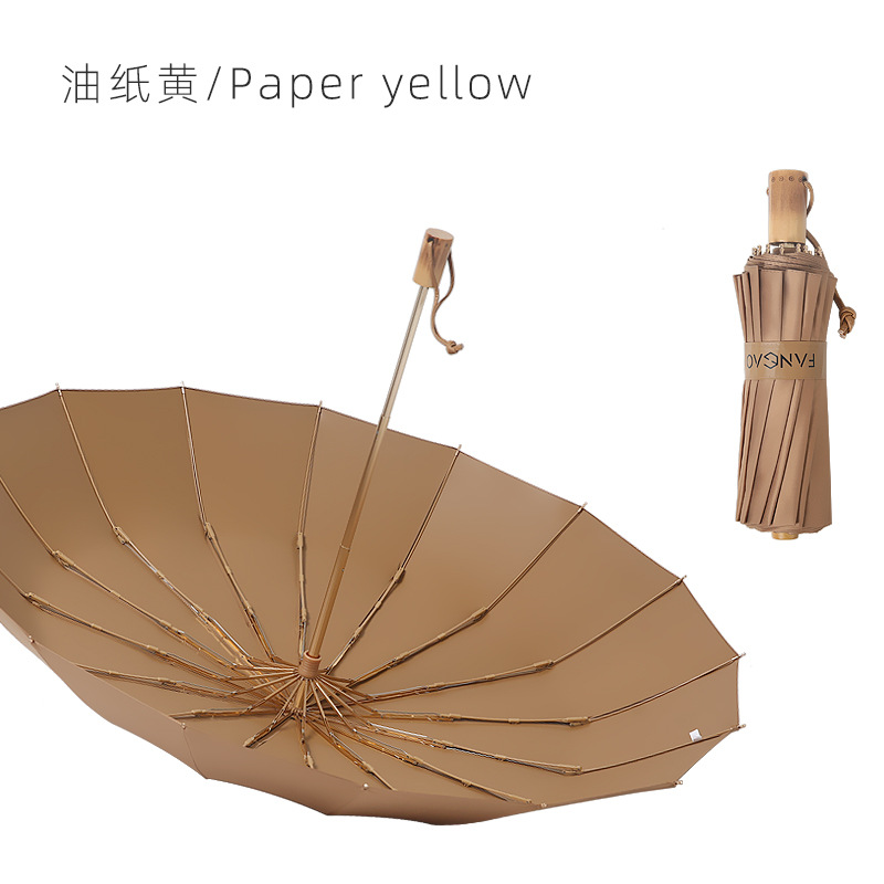 Picture of Large wholesale 16 bone automatic long handle umbrella sunshade sunscreen straight rod umbrella men's and women's dual-use umbrella customized advertising
