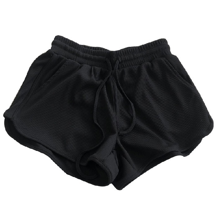 Picture of Ice Silk Threaded Shorts Women's Summer Korean-style Loose Tight Waist Wide Leg Pants Elastic Sports Pants Slim-fit Hot Pants Women's Clothing