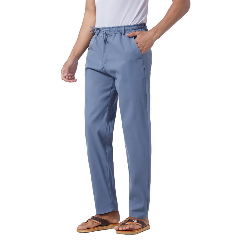 Picture of 2022 summer casual pants men's loose straight overalls long pants men's thin work Business stretch pants men