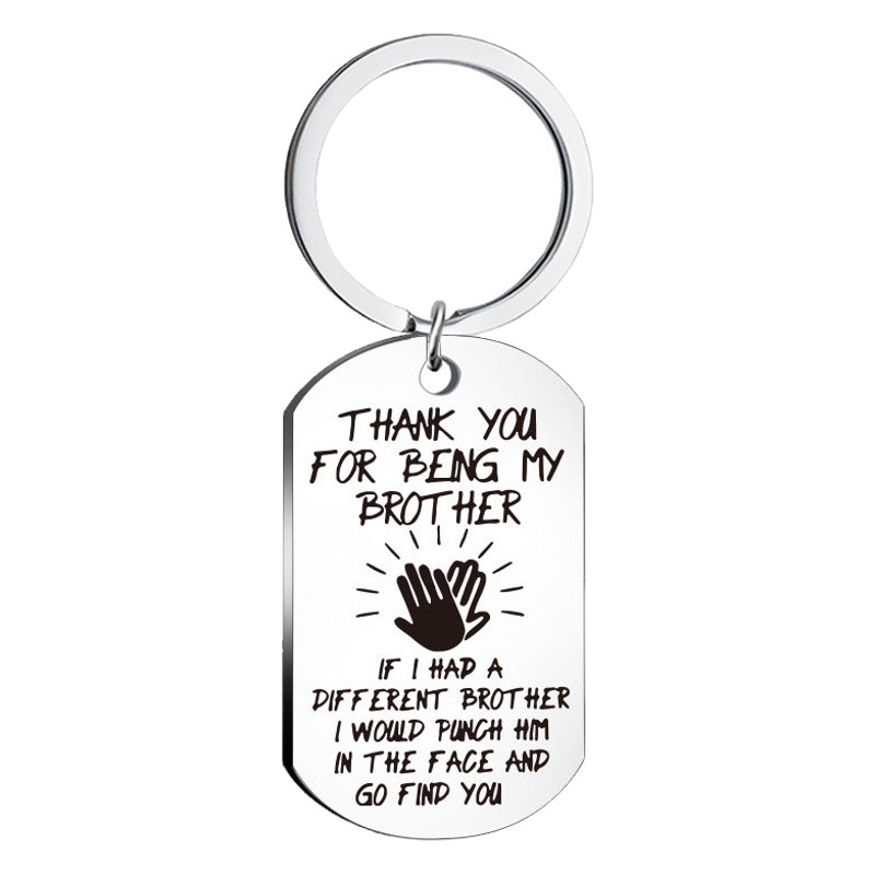 Amazon new fashion jewelry for my brother stainless steel gift keychain simple personality ornaments