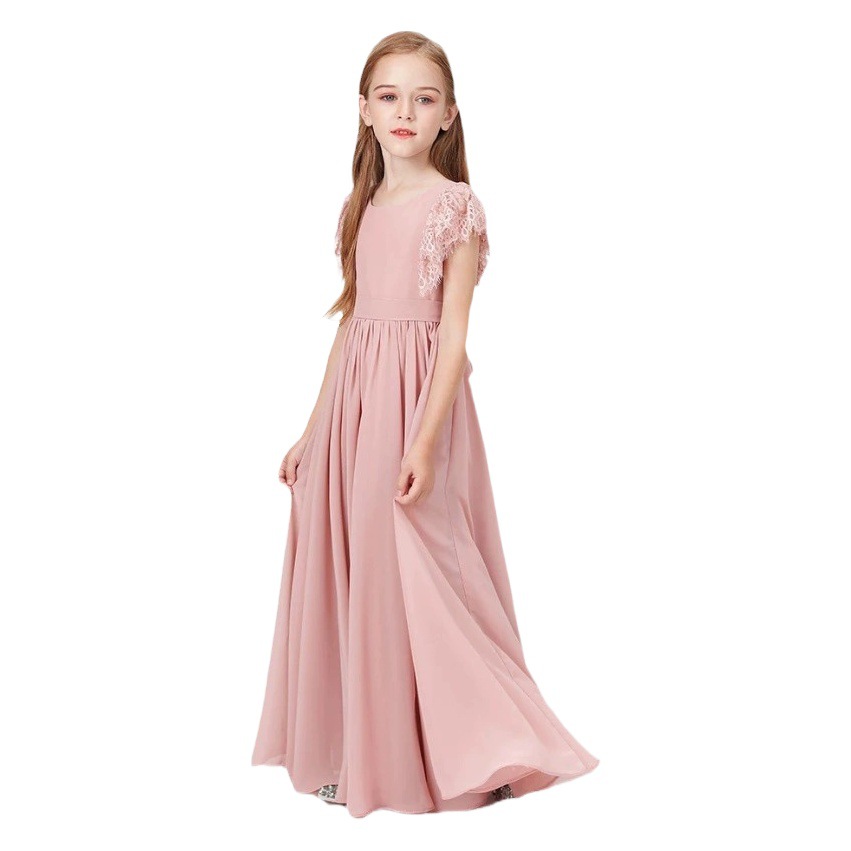 Children's Dress Women's Summer Flower Children's Wedding Girl's Dress Host Dress Girls Lace Sleeve Piano Playing Dress