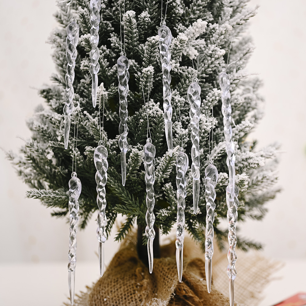 Picture of Haobei Christmas Celebration Supplies Creative Transparent Ice Bar Pendant New Christmas Tree Decoration Thread Pendant Tree Pendant