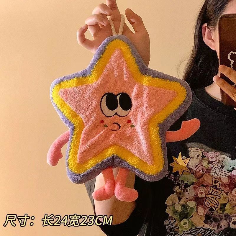 Picture of Cute Hand Towel Hanging Water Absorbent Thickened Toilet Cartoon Hand Wipe Hand Wash Small Square Towel Kitchen Rag