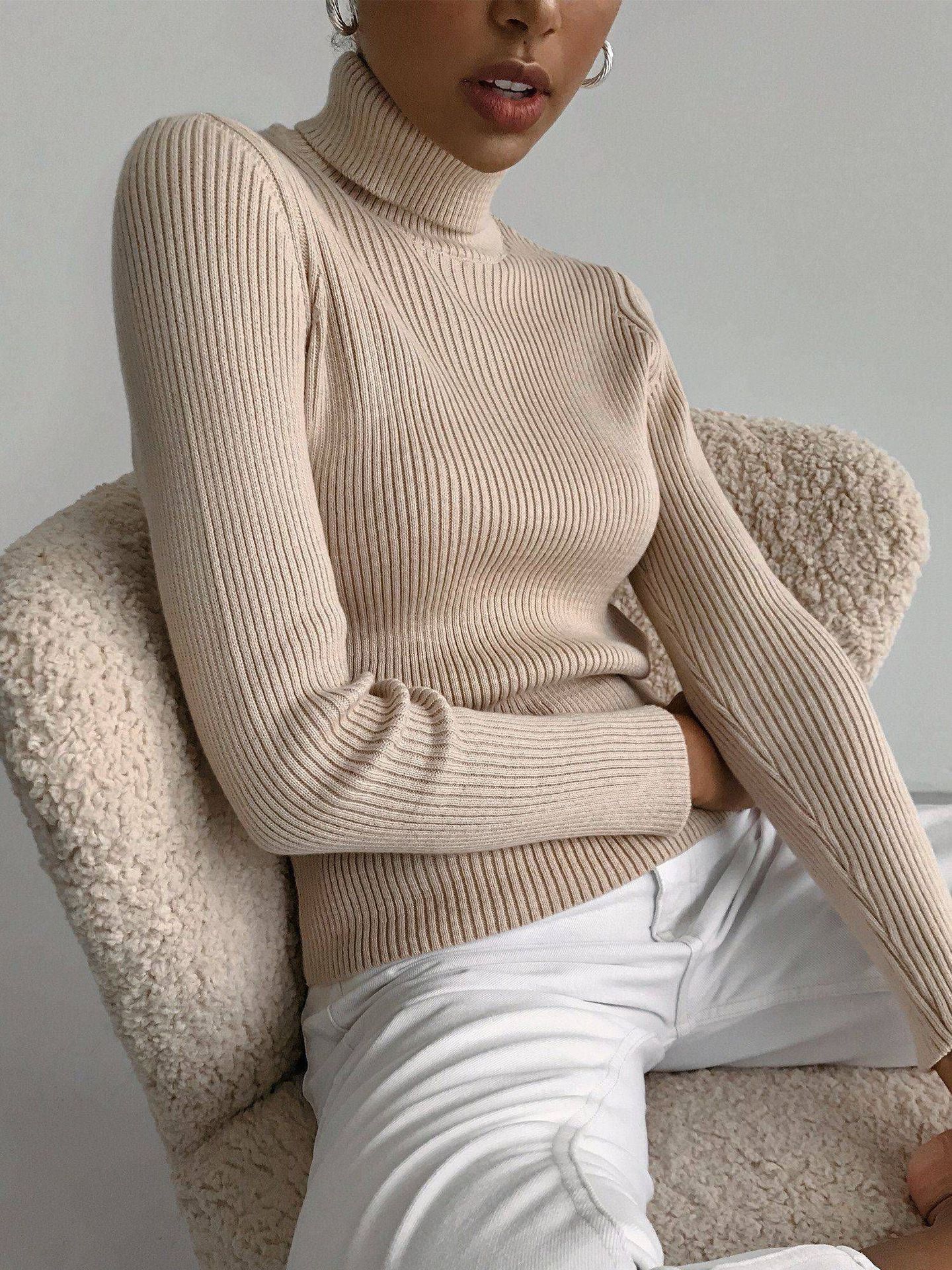 Picture of Cross-Border Turtleneck Knitwear Knitted Bottoming Shirt European and American 2025 Amazon Autumn Knitwear Turtleneck Pullover Knitwear for Women