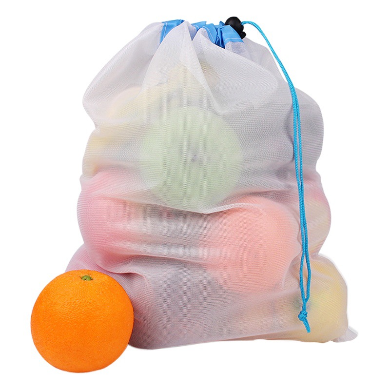 Cross-border exclusive vegetable and fruit net cloth pocket repeated use polyester stitching mesh bag drawstring drawstring bag wholesale