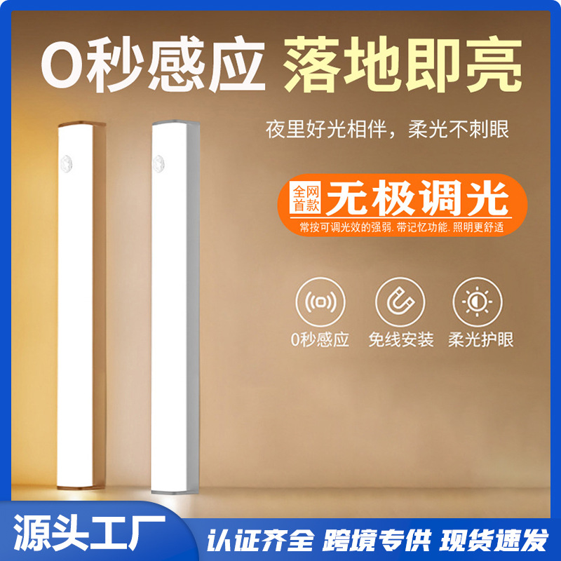 Led Smart Human Body Sensor Wireless Long Strip Rechargeable Kitchen Wardrobe Cabinet Wine Cabinet Bedroom Light Strip Night Light
