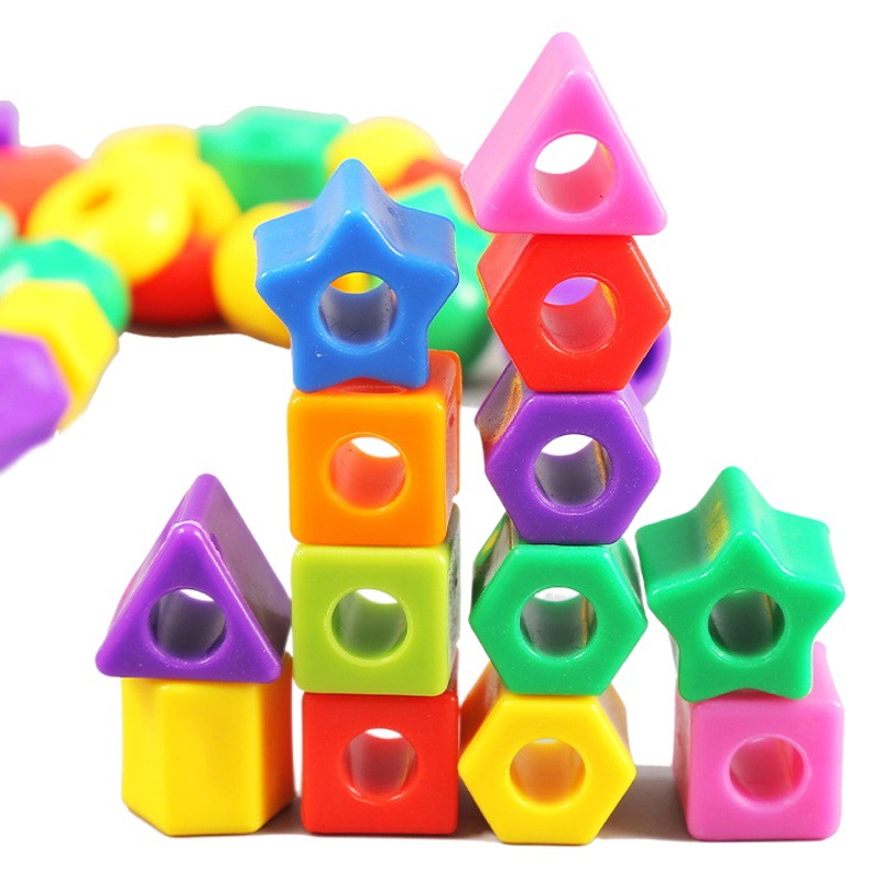 Picture of Children wear beads fine motor concentration training beaded toys girls wear string building blocks kindergarten 2-3 years old