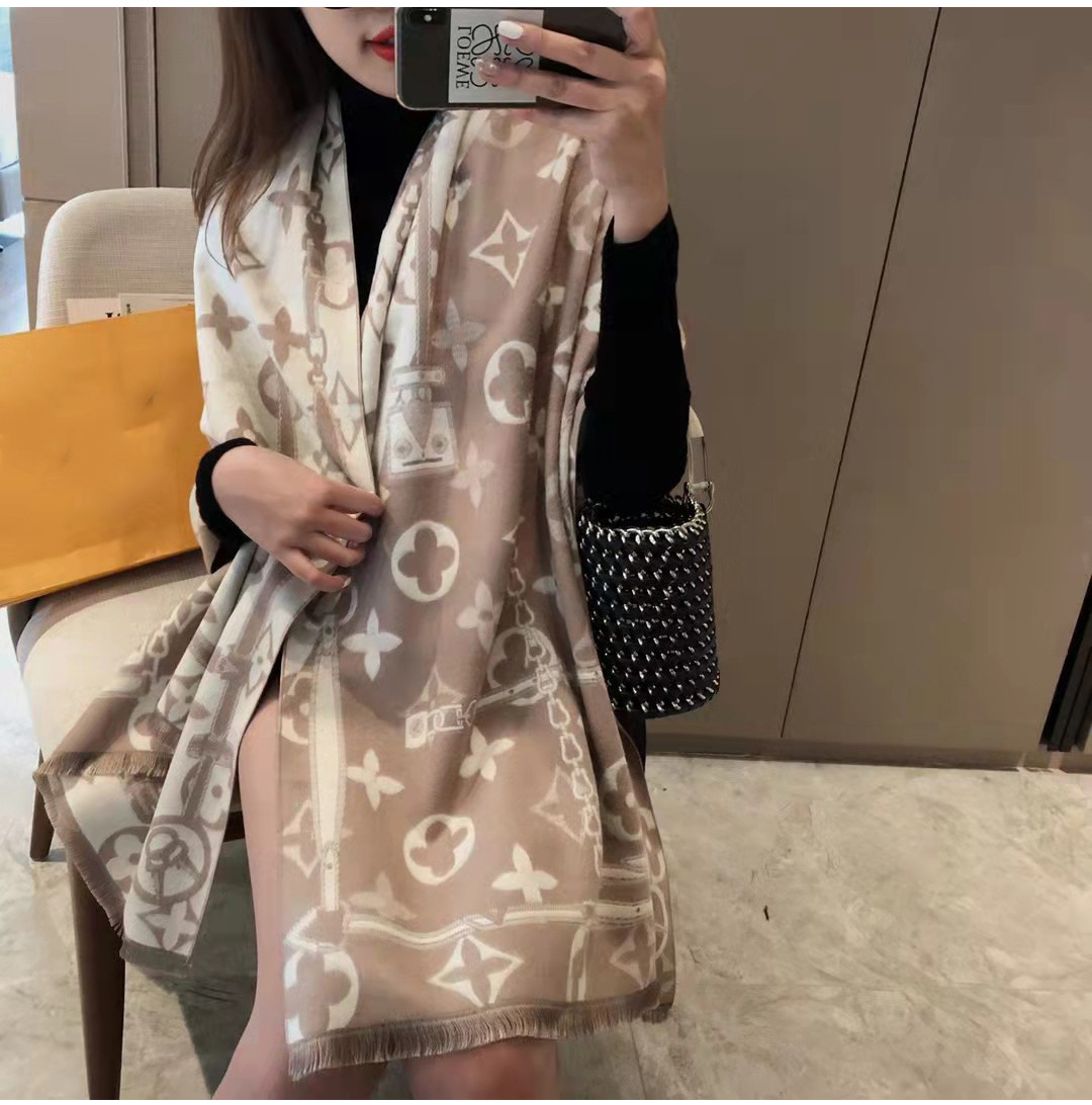 Picture of 2024 New Fashionable Big-Name Versatile Orange High-End Wool Cashmere Shawl Scarf for Women Winter Dual Use