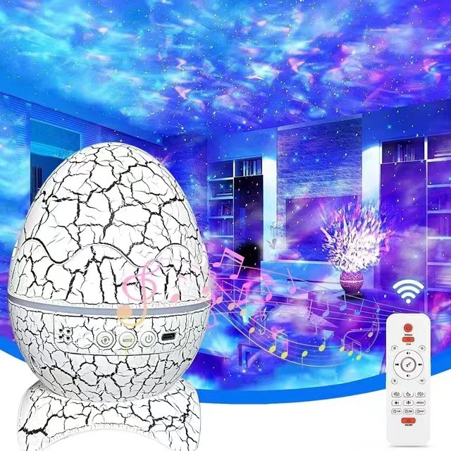 Cross-border crack dinosaur egg romantic galaxy starry sky projection lamp bedroom desktop speaker atmosphere night light creative gifts