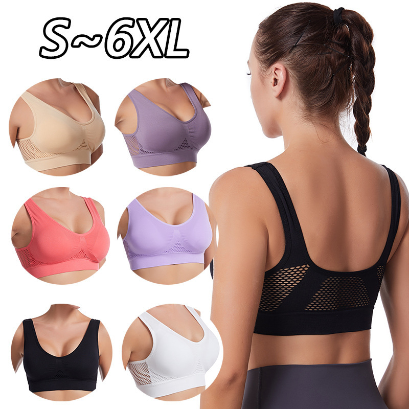 Picture of Sport bra Yoga Sports Underwear Hollow Mesh Breathable plus size Non-rims Sports Bra Vest for Women