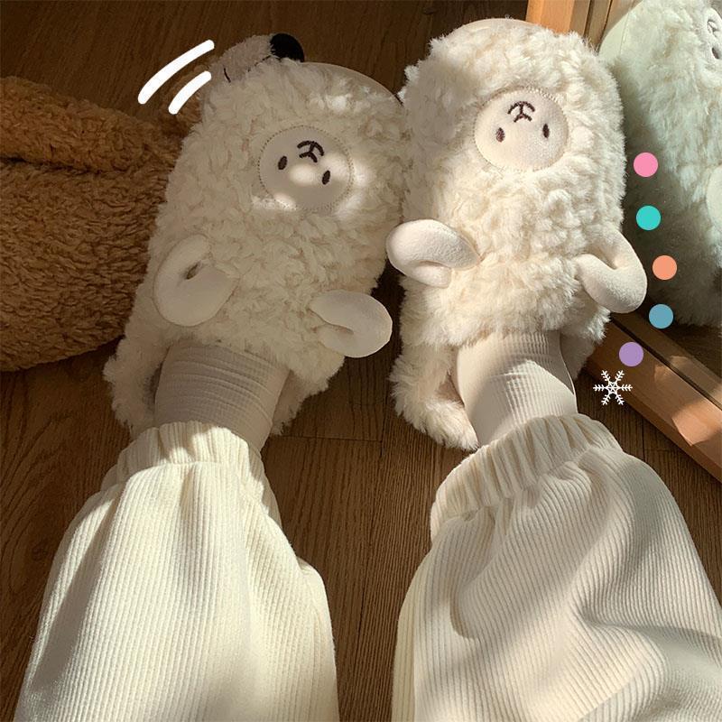 Cotton Slippers Women's Winter Cute Sheep Indoor Home Couple Household Lamb Plush Warm Slippers Men's Winter