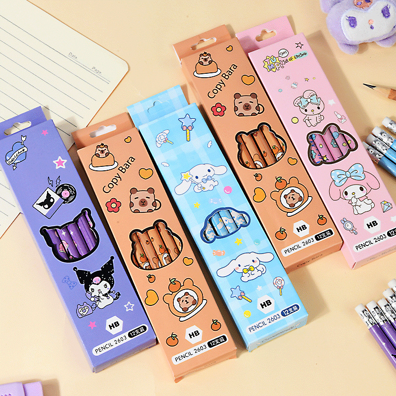 Kulomi HB Pencil Primary School Cartoon Writing Round Rod High Color Value Pen Kindergarten Writing Children's Pencil Stationery