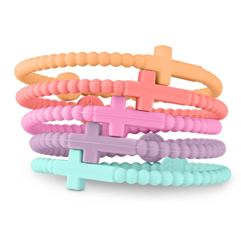 Macaron Colorful Bracelet Summer Simple and Versatile 4mm Small Cross Wristband Kidsren's Silicone Bracelet Bracelet