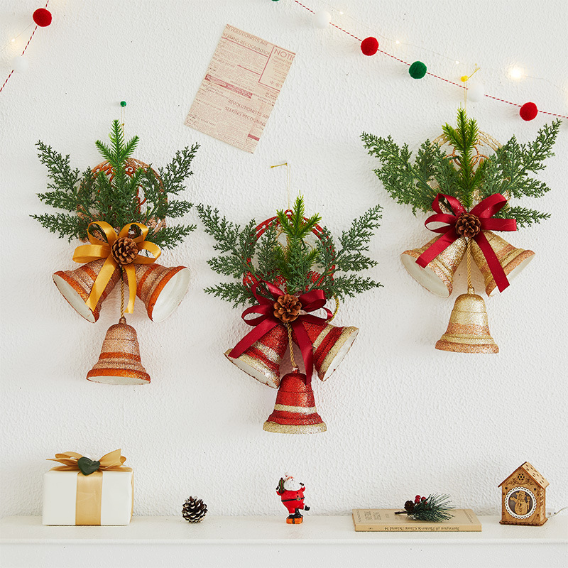 Christmas decoration Golden Bell Hotel lobby hanging decoration front desk window glass door wall hanging ceiling hanging decoration