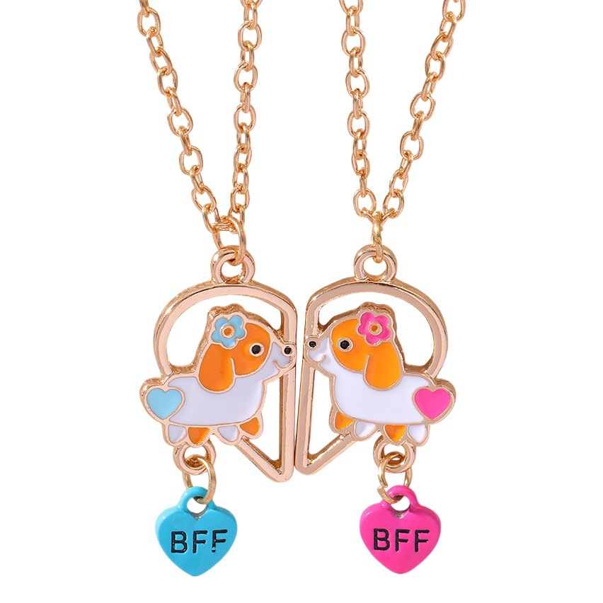 Cross-border new good friend love necklace BFF children friendship love cute dog pendant factory outlet