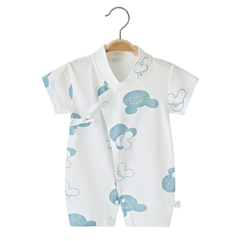 Picture of Infants' Short-sleeved jumpsuit cotton-padded climbing suit monk suit lace-up baby's thin kimono cartoon printed suit