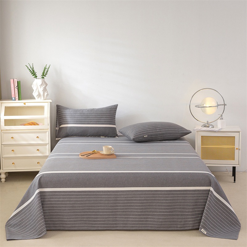 Picture of Cotton Thickened Old Coarse Cloth Bed Sheet Single Piece 100 Cotton Mat Linen Cotton Linen Single Dormitory Three-Piece Set