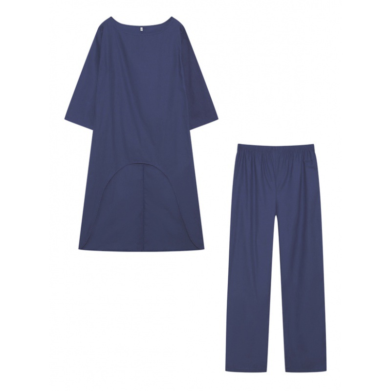 Picture of 2023 European and American New Women's Cotton and Linen Fashion Casual plus size Irregular Long-sleeved suit Wide-leg Pants Two-piece Set
