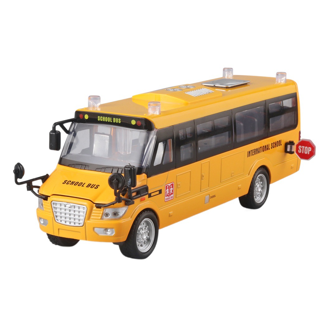 Large Alloy American School Bus, Bus, 5-Open Design, Light and Sound, Kidsren's Bus Toy, Large Size