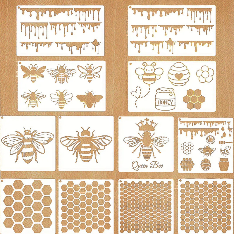 Cross-border explosions 12 bee honeycomb painting templates reusable bee templates new honeycomb