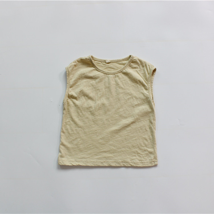 Picture of Summer Children's Vest Solid Color Boys' Vest Korean Style Solid Color Slub Cotton Thin Girls' Top Sleeveless Hair