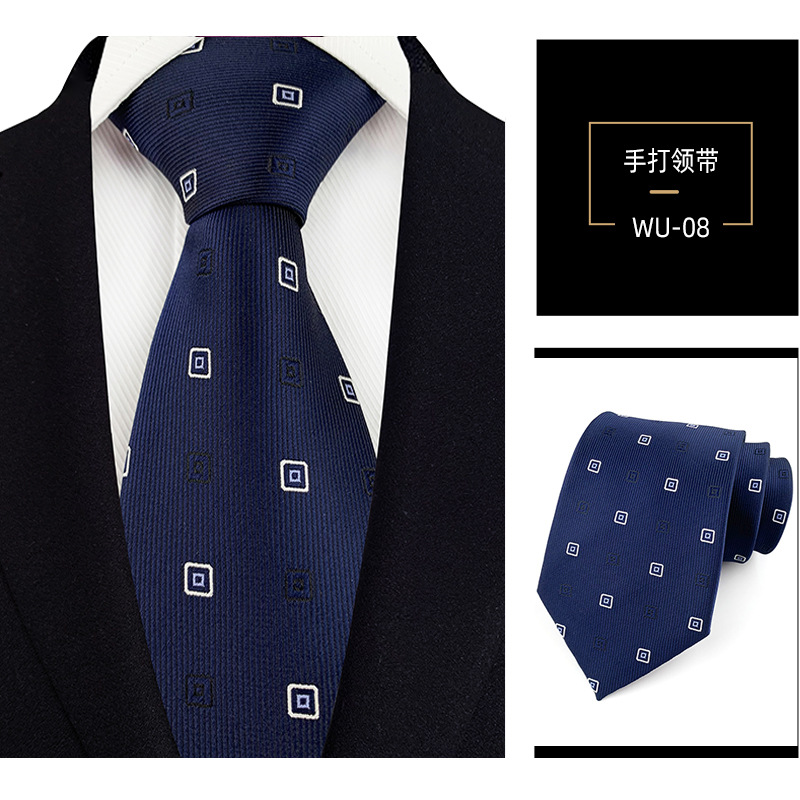 Picture of Men's Tie Jacquard Silk 8cm Hand Tie Professional Dress Interview Business Stripe Tie Men's in stock Wholesale