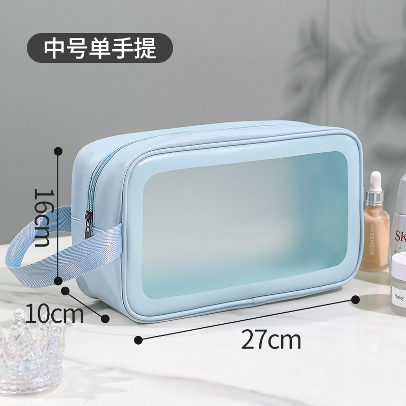Picture of PVC Transparent Cosmetic Bag Simple Large Capacity Bath Bag PU Waterproof Portable Toiletry Bag Portable Travel Storage Bag