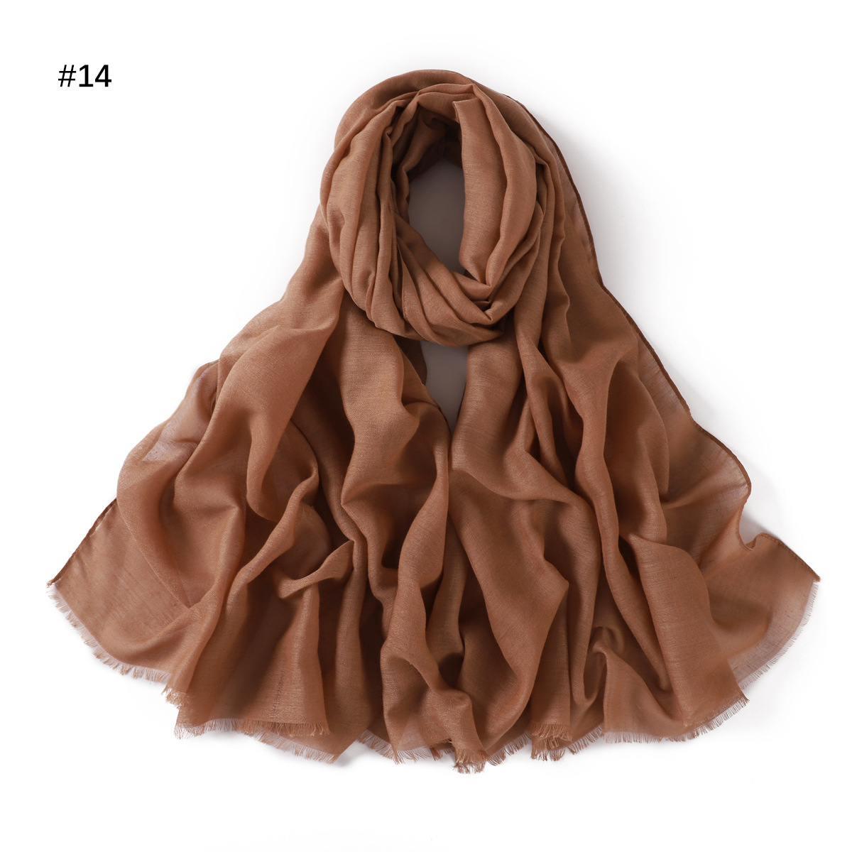 Picture of New fashion cotton and linen soft autumn and winter combed cotton monochrome short beard flat long scarf scarf scarf scarf scarf shawl in stock