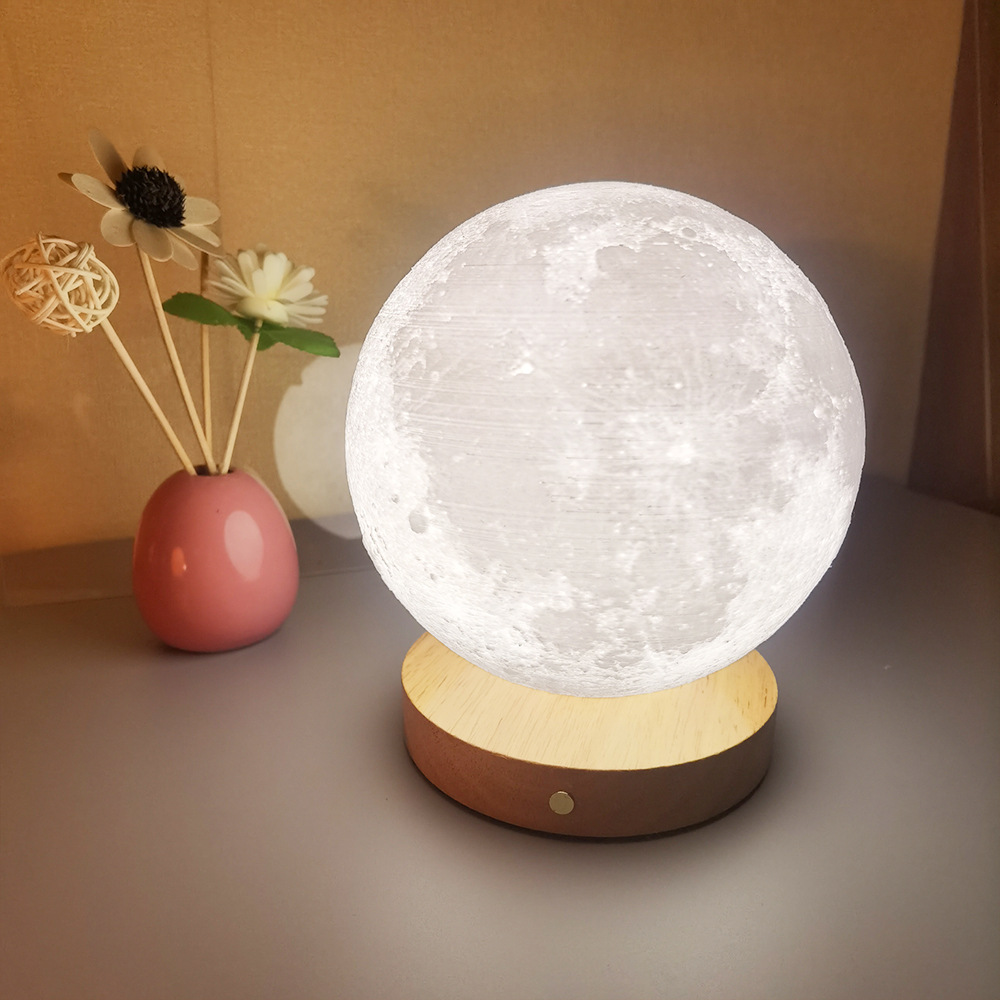 Picture of Moon Light Rotating Sleep Moon Night Light Bedroom Desk Rechargeable Table Lamp Bedside Lamp Creative Gift Atmosphere Lamp