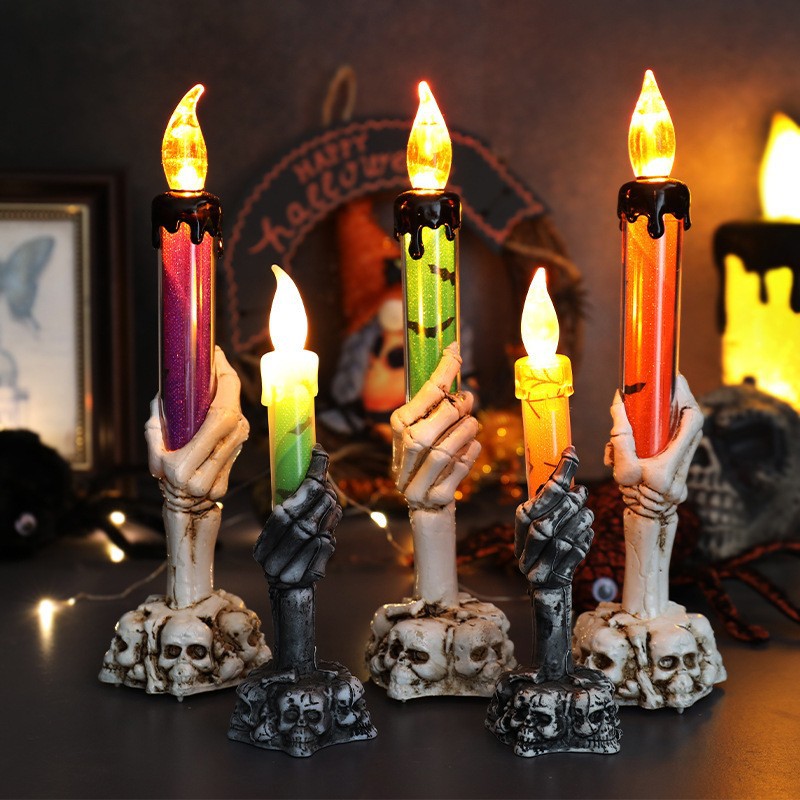 Picture of Cross-Border Halloween Digital Candle Light Led Ghost Hand Candle Decoration Night Light Candle Ornaments Decoration Supplies