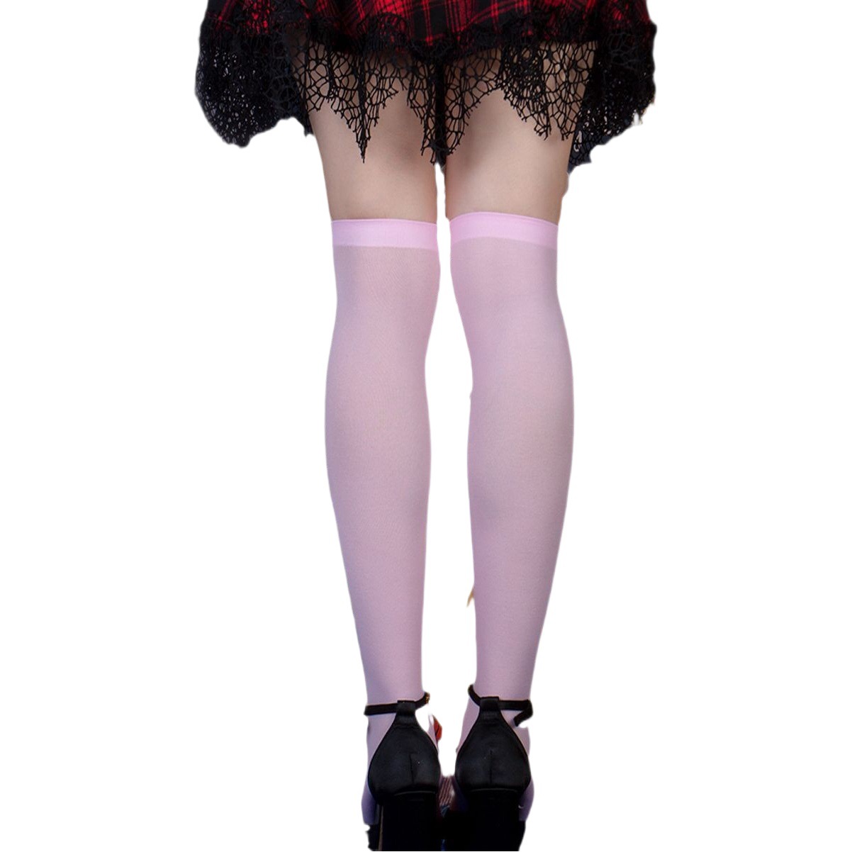 Black over-the-knee socks printed spider web stockings women's Halloween lolita thin thigh socks mid-calf cross-border